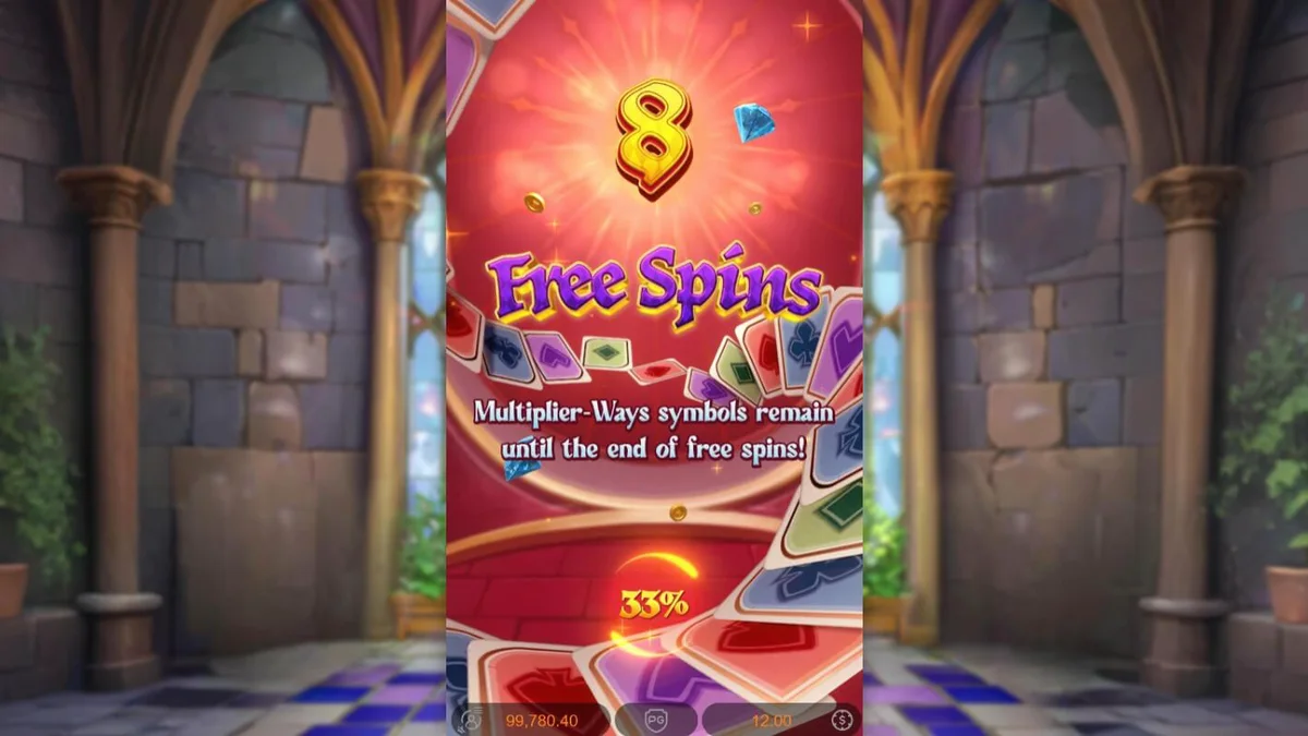 Tampilan visual slot Poker Kingdom Win dengan tema kerajaan dan kartu remi